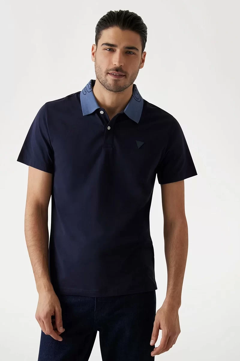 Guess Nolan Ss Polo Erkek Lacivert T-Shirt M5GP66J1314-G7V2