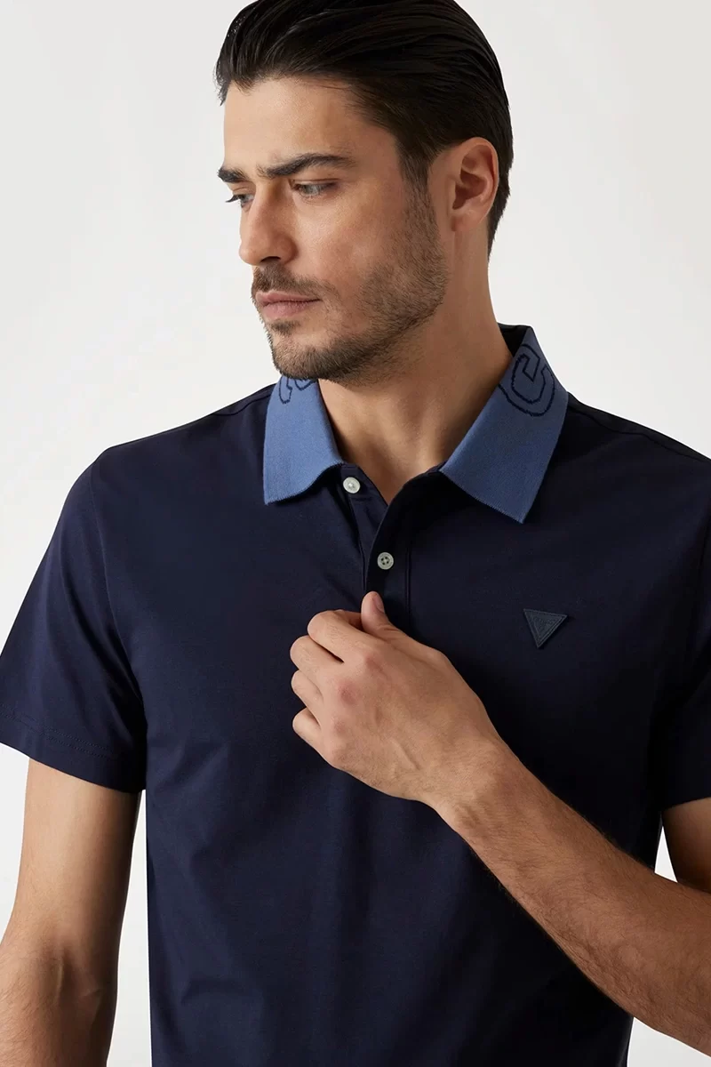 Guess Nolan Ss Polo Erkek Lacivert T-Shirt M5GP66J1314-G7V2