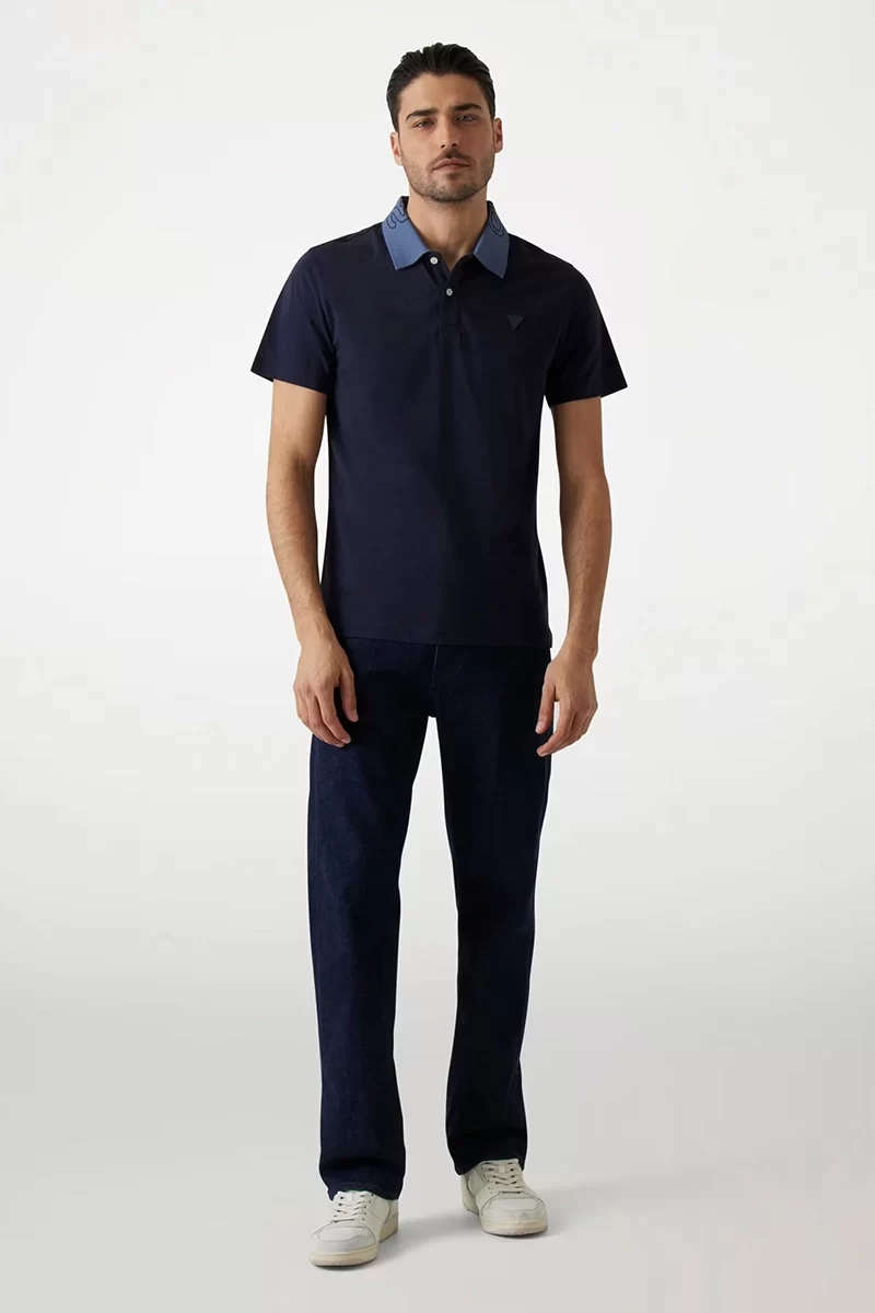 Guess Nolan Ss Polo Erkek Lacivert T-Shirt M5GP66J1314-G7V2