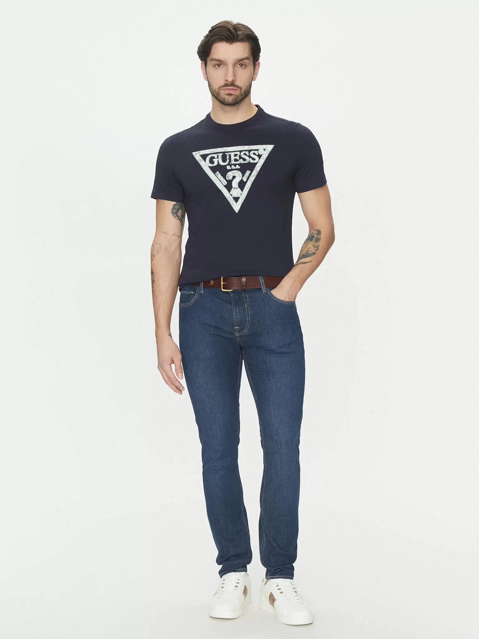 Guess Ss Cn Trıangle Tee Erkek Lacivert T-Shirt M5GI06I3Z14-G7V2