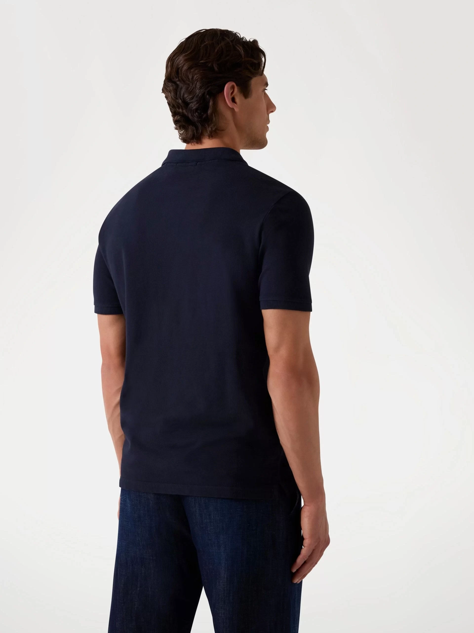 Guess Erkek Lacivert Yıkamalı Polo Tişört
