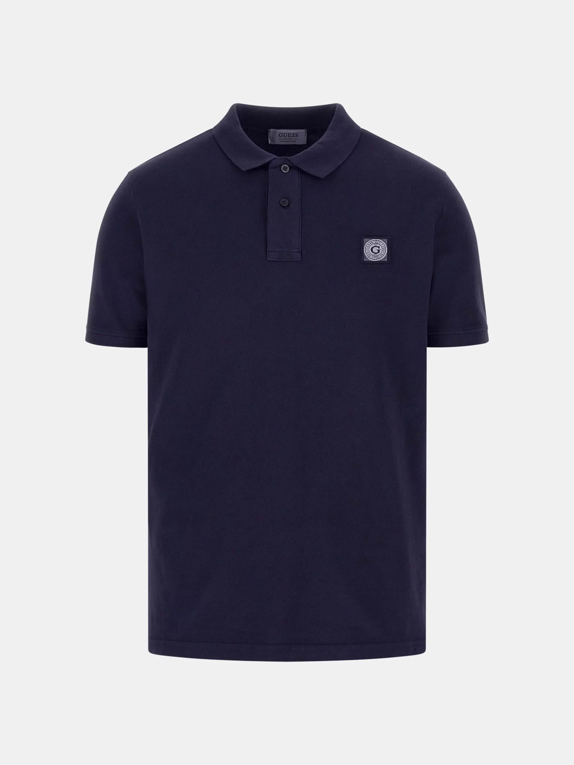 Guess Erkek Lacivert Yıkamalı Polo Tişört