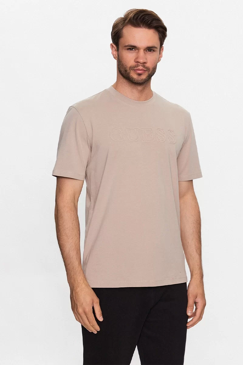 Guess Ss Alphy T-Shırt Erkek Bej T-Shirt Z2YI11J1314-G1CA