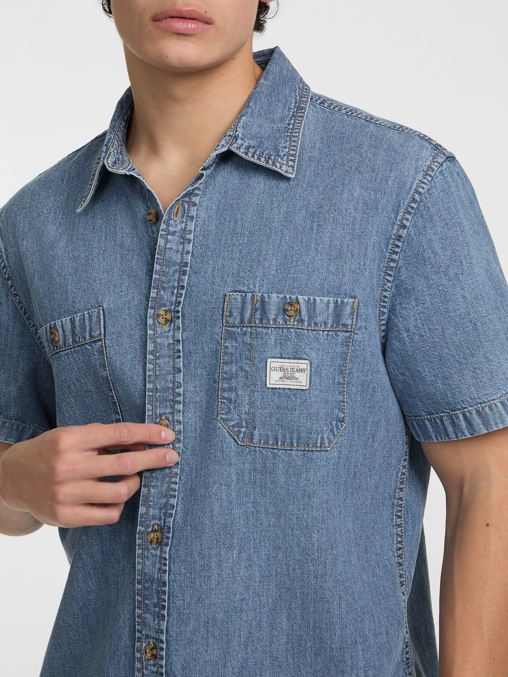Guess jeans Gj Regular Ss Denım Shırt Erkek Mavi Gömlek M5GH09D5NY2-GJMW