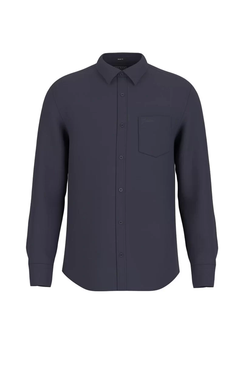 Guess Ls Napa Lınen Shırt Erkek Mavi Gömlek M5GH73WH3J0-F73J