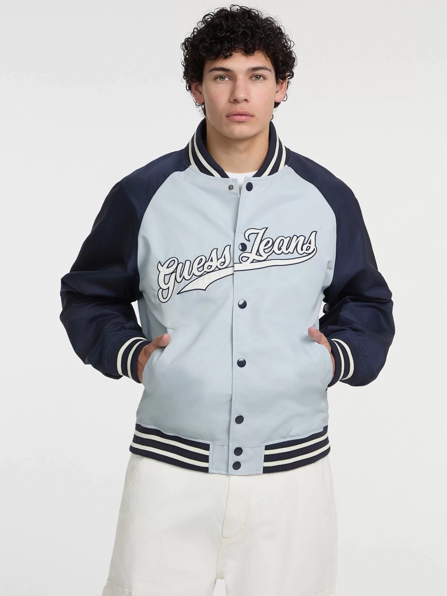 Guess jeans Gj Raglan Bomber Wıth Patch Erkek Mavi Ceket M5GL32WHAA2-G7O7