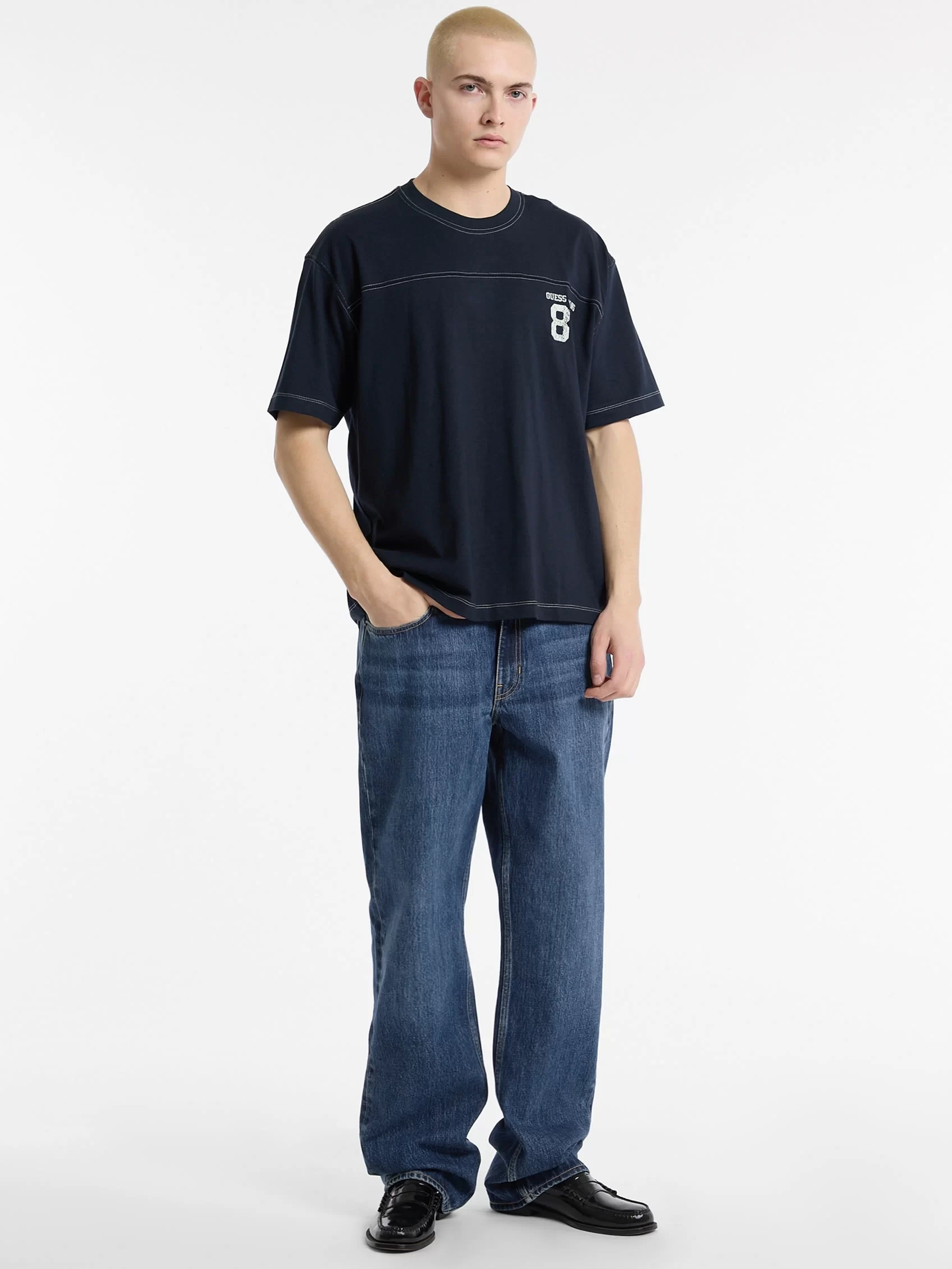 Guess jeans Gj Ss Cn Os Gj81 Tee Erkek Mavi T-Shirt M5RI73K8FQ4-A71W