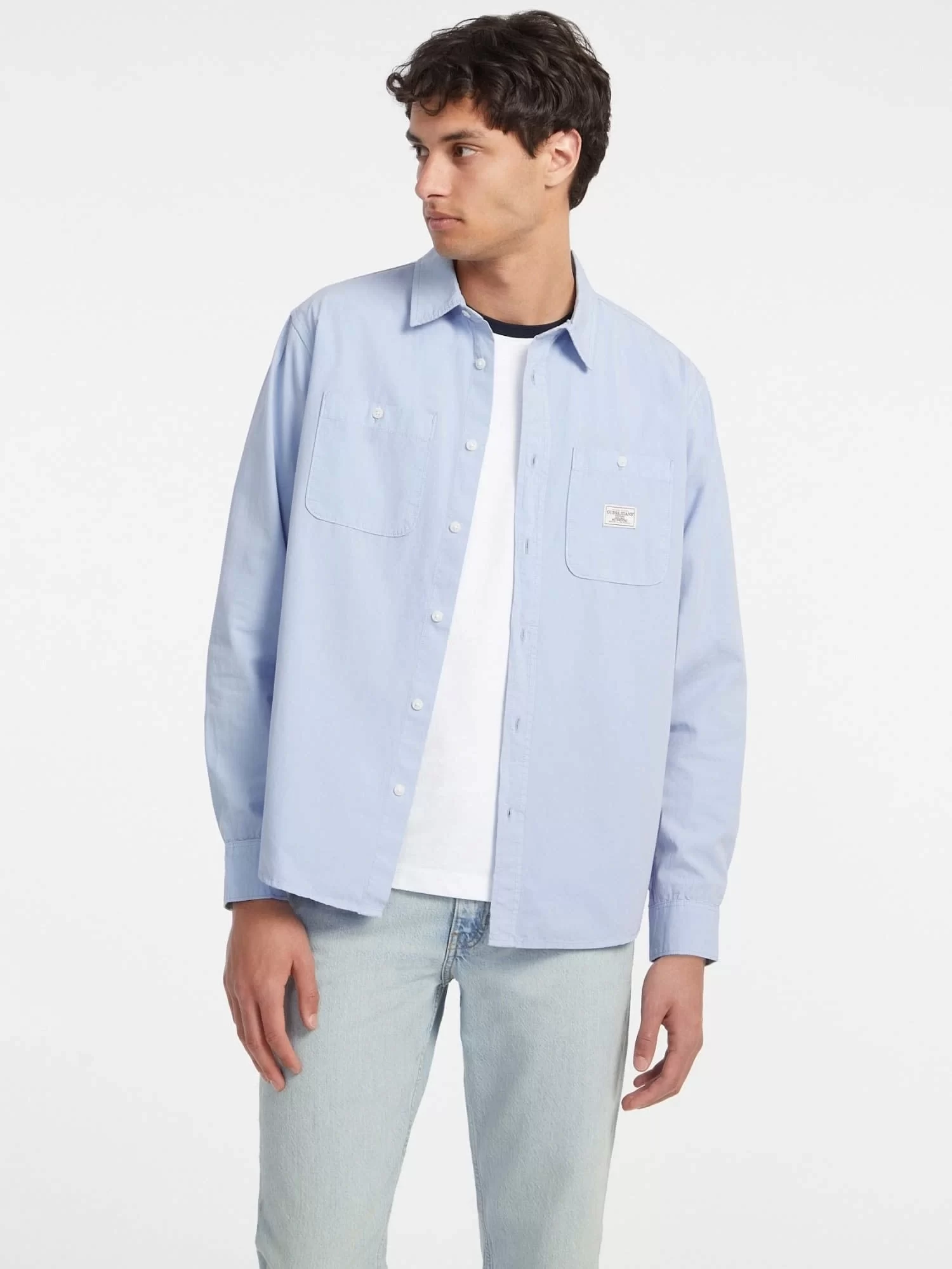 Guess jeans Gj Ls Reg Pockets Shırt Erkek Mavi Gömlek M4YH37WGCF1-G76S