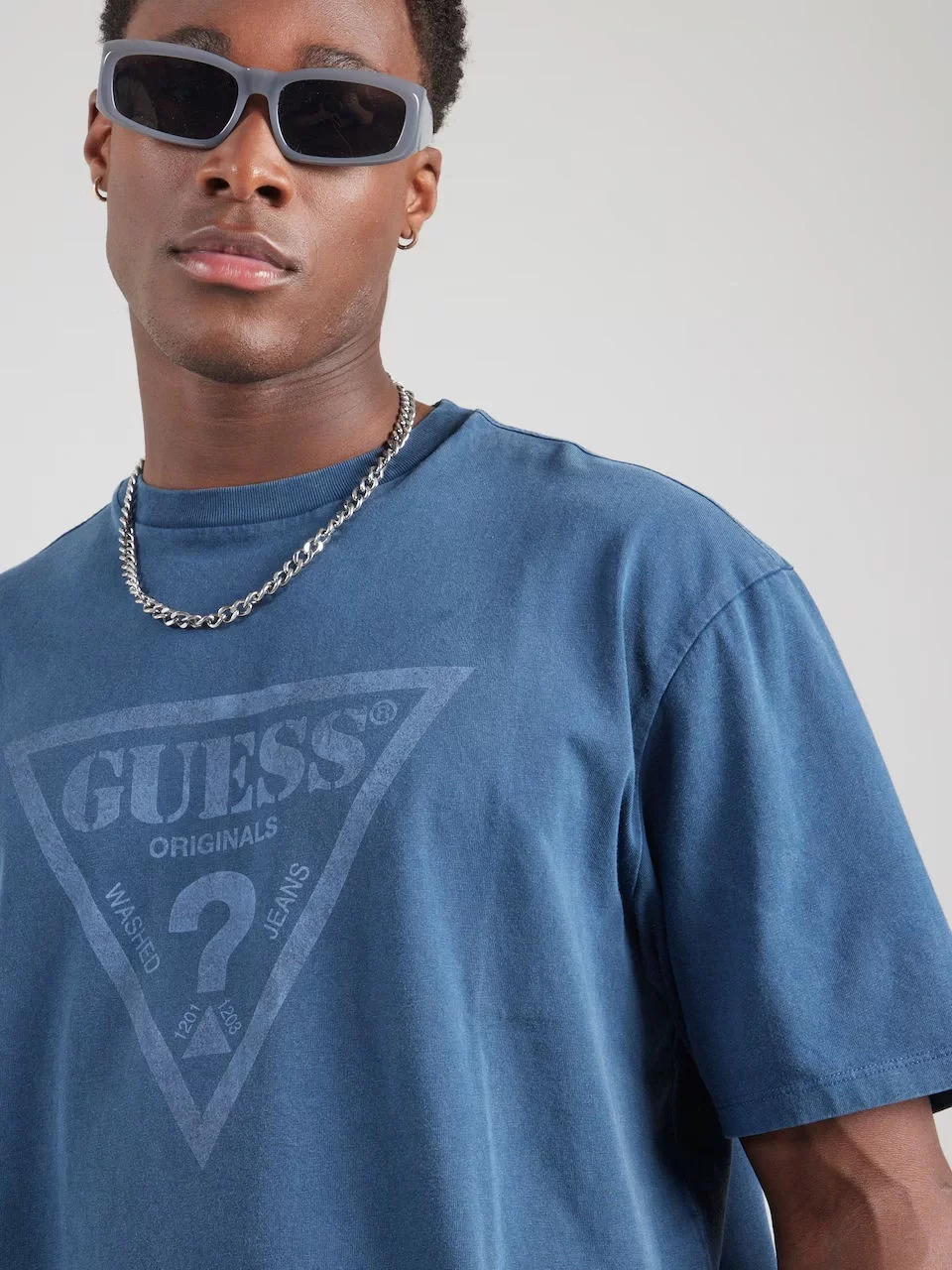 Guess Go Vıntage Trıangle Tee Erkek Mavi T-Shirt M5GI10K8FQ4-FB6I