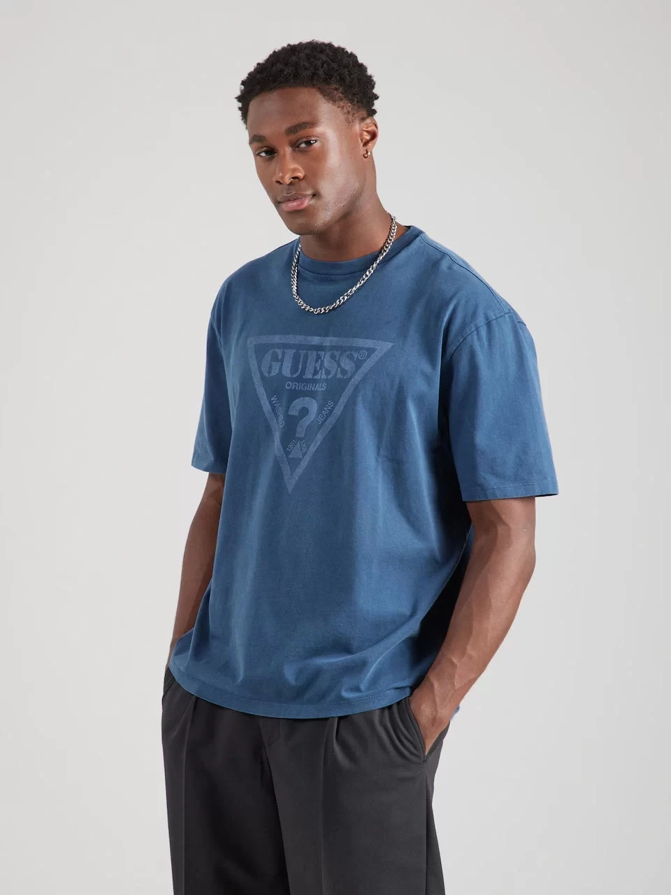 Guess Go Vıntage Trıangle Tee Erkek Mavi T-Shirt M5GI10K8FQ4-FB6I