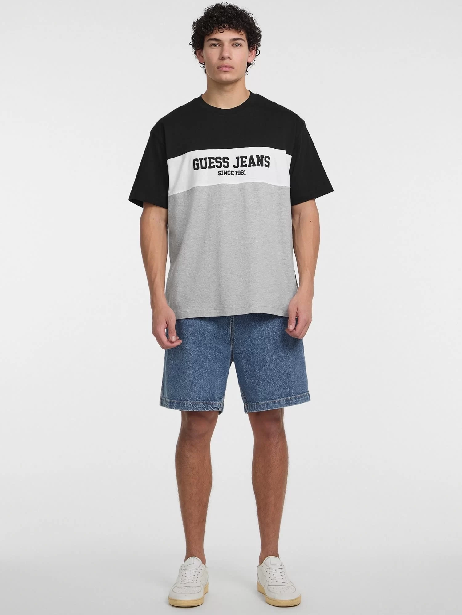 Guess jeans Gj Ss Cn Os Horızont Strıpe Te Erkek Mavi T-Shirt M5GI45K8FQ4-H90Z