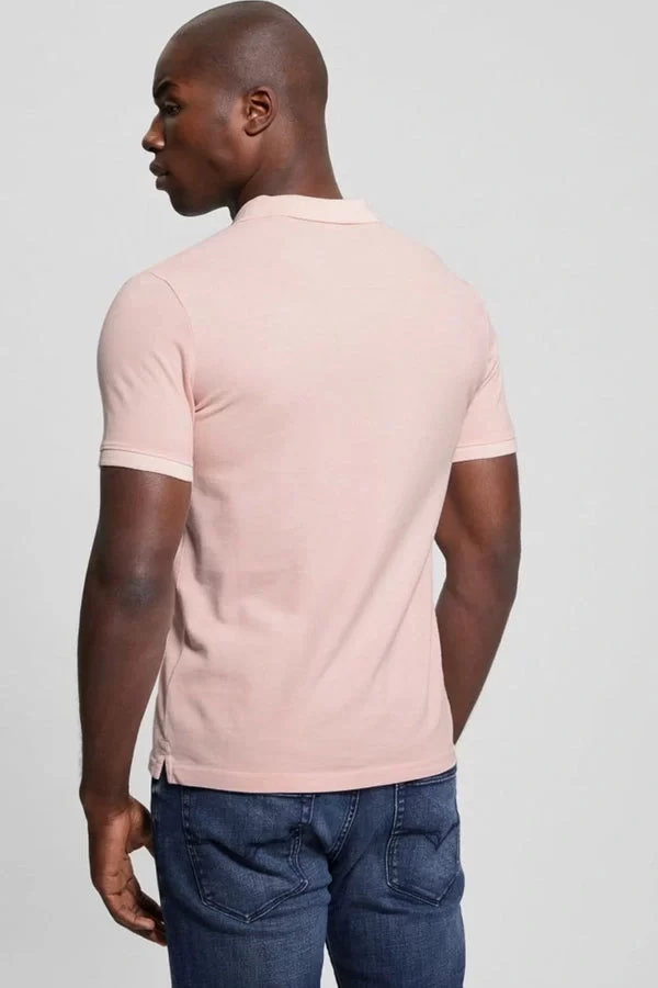 Guess Erkek Pembe Yıkamalı Polo Tişört