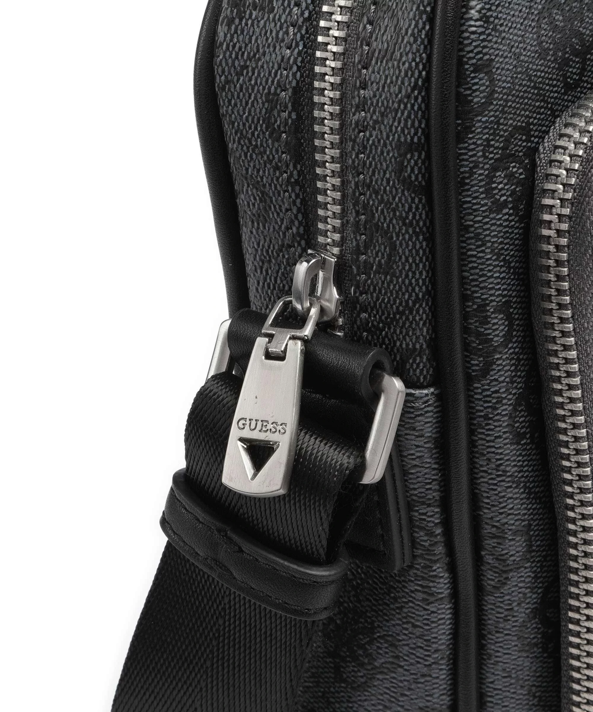 Guess Erkek Siyah Milano Üstten Fermuarlı Ön Cepli Crossbody