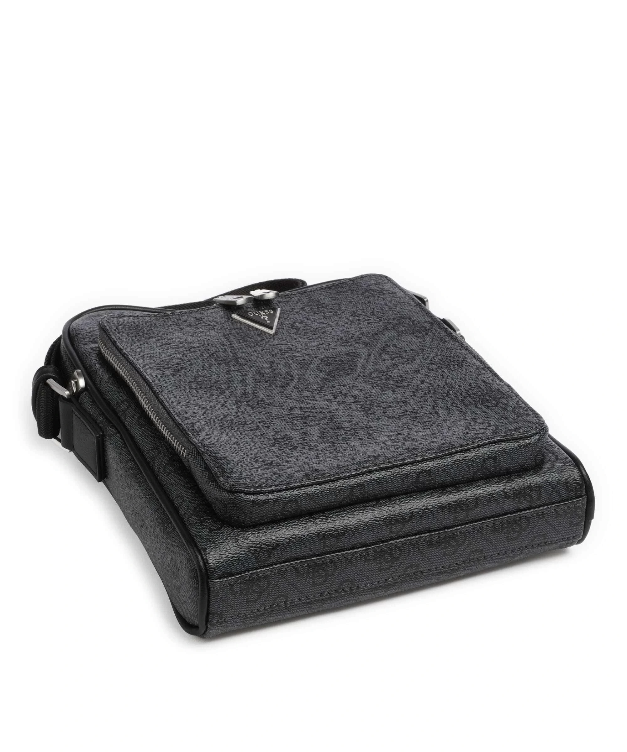 Guess Erkek Siyah Milano Üstten Fermuarlı Ön Cepli Crossbody