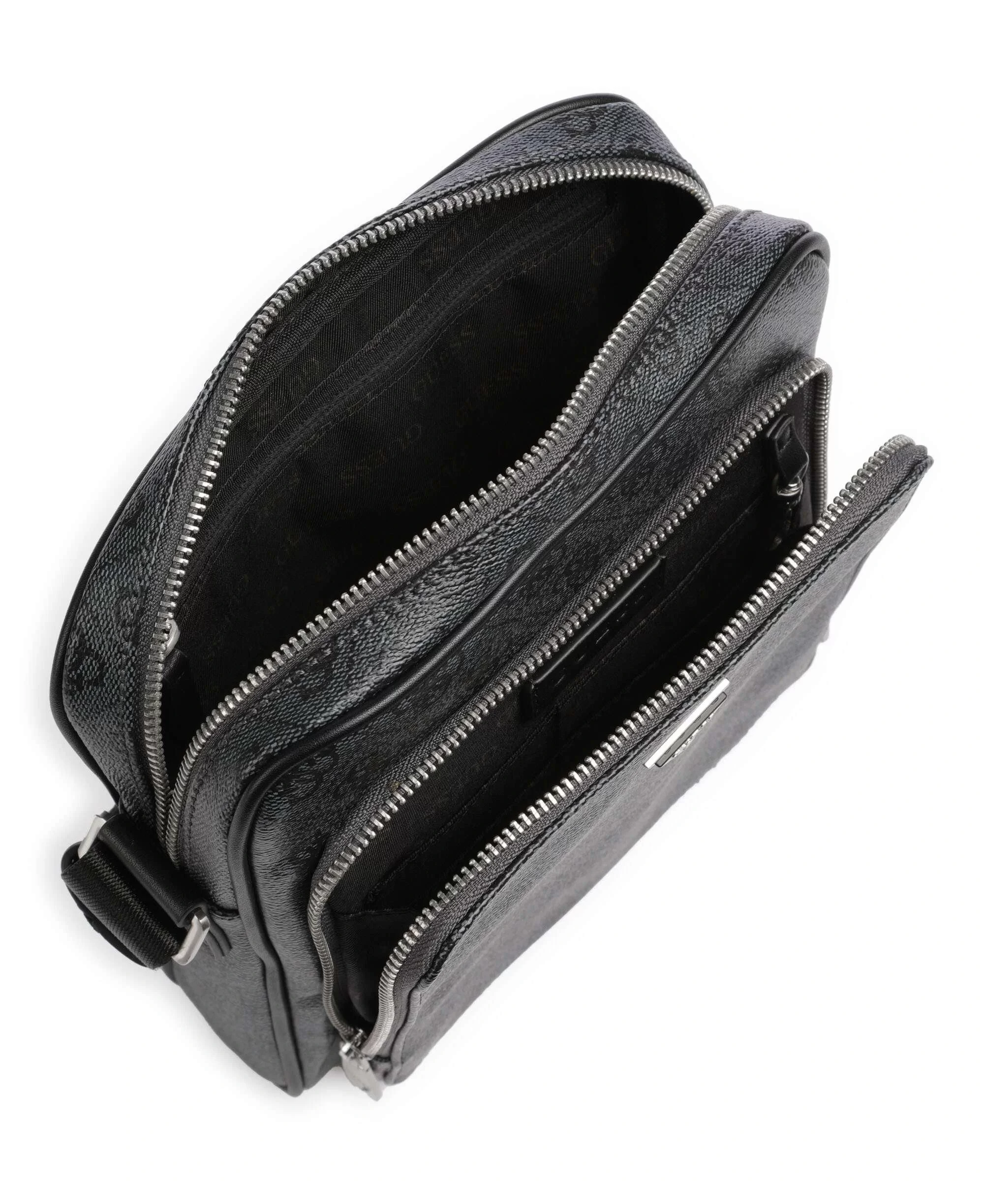 Guess Erkek Siyah Milano Üstten Fermuarlı Ön Cepli Crossbody
