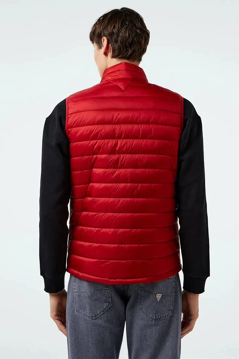 Guess Jeans Erkek Kırmızı Kapitone Naylon Şişme Yelek