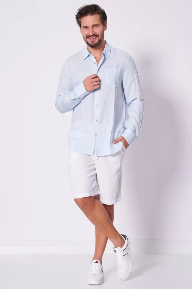 Guess Ls Napa Lınen Shırt Erkek Çok Renkli Gömlek M5GH73WH3J0-F7AO