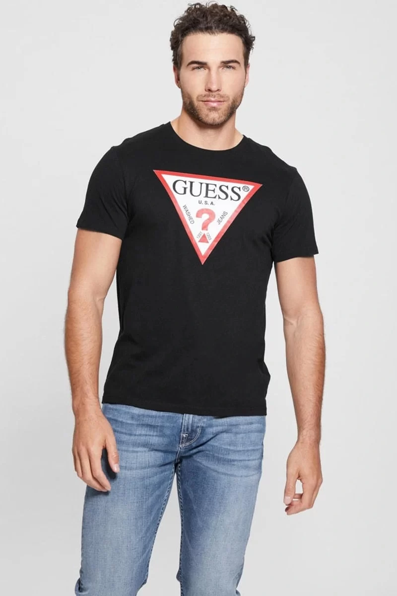 Guess Erkek Siyah Eco Triangle T-shırt