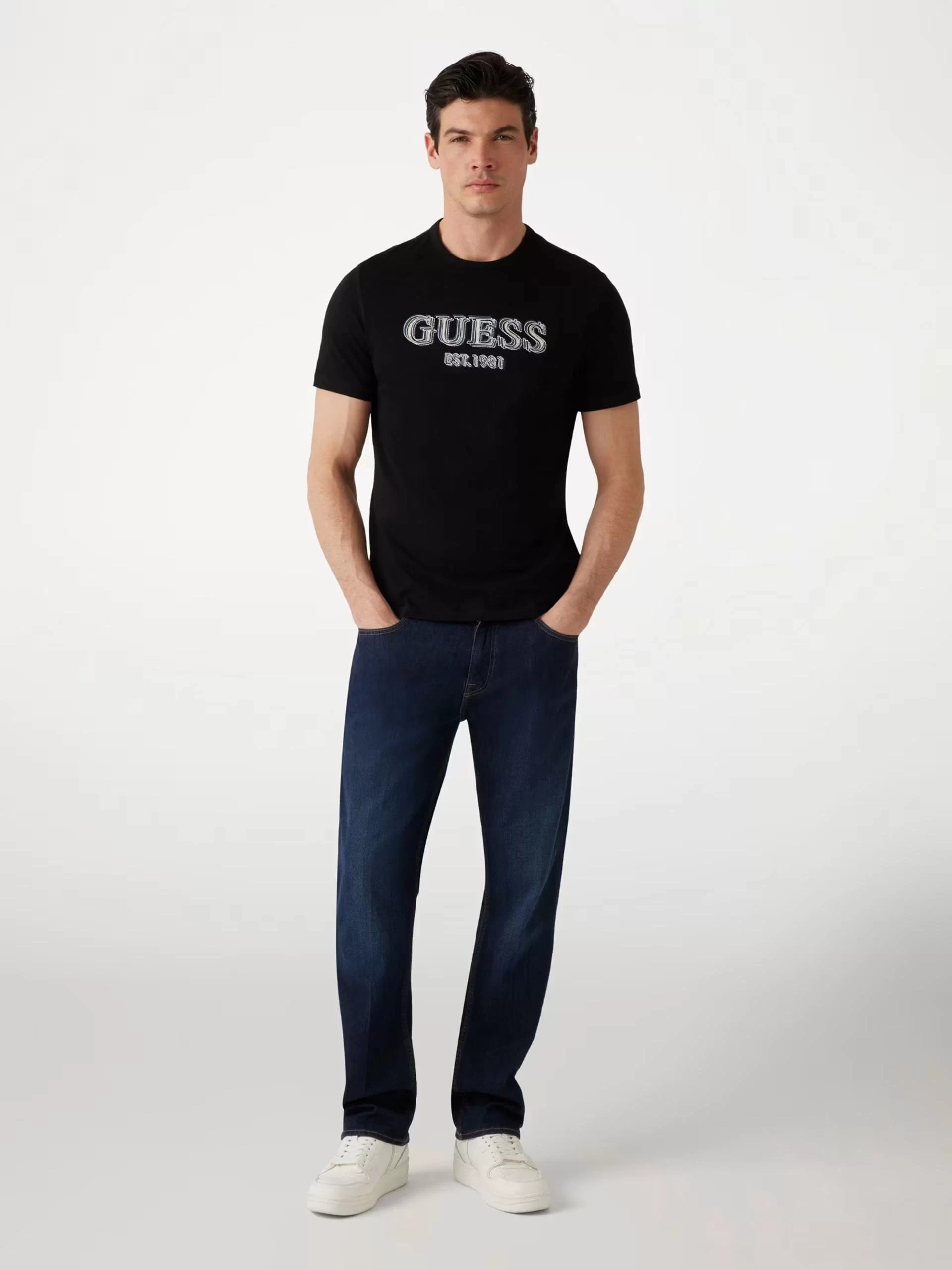 Guess Ss Cn Guess Logo Tee Erkek Siyah T-Shirt M5GI07I3Z14-JBLK