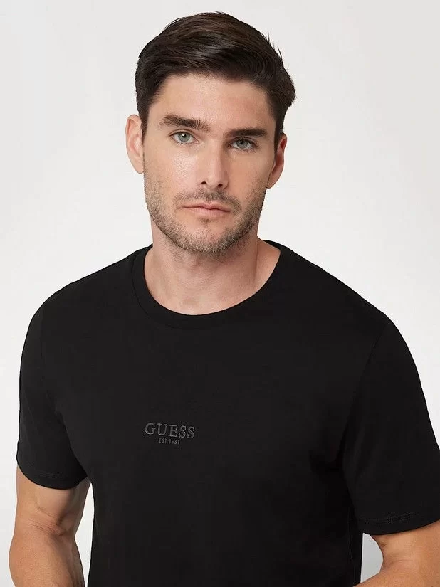 Guess Ss Guess Emb Pıma Crew Erkek Siyah T-Shirt M4GP39K7HD0-JBLK