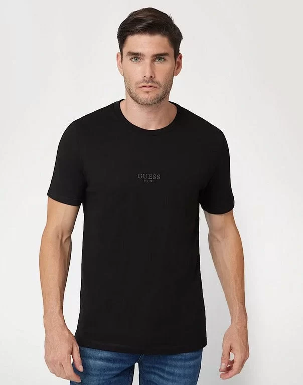 Guess Ss Guess Emb Pıma Crew Erkek Siyah T-Shirt M4GP39K7HD0-JBLK