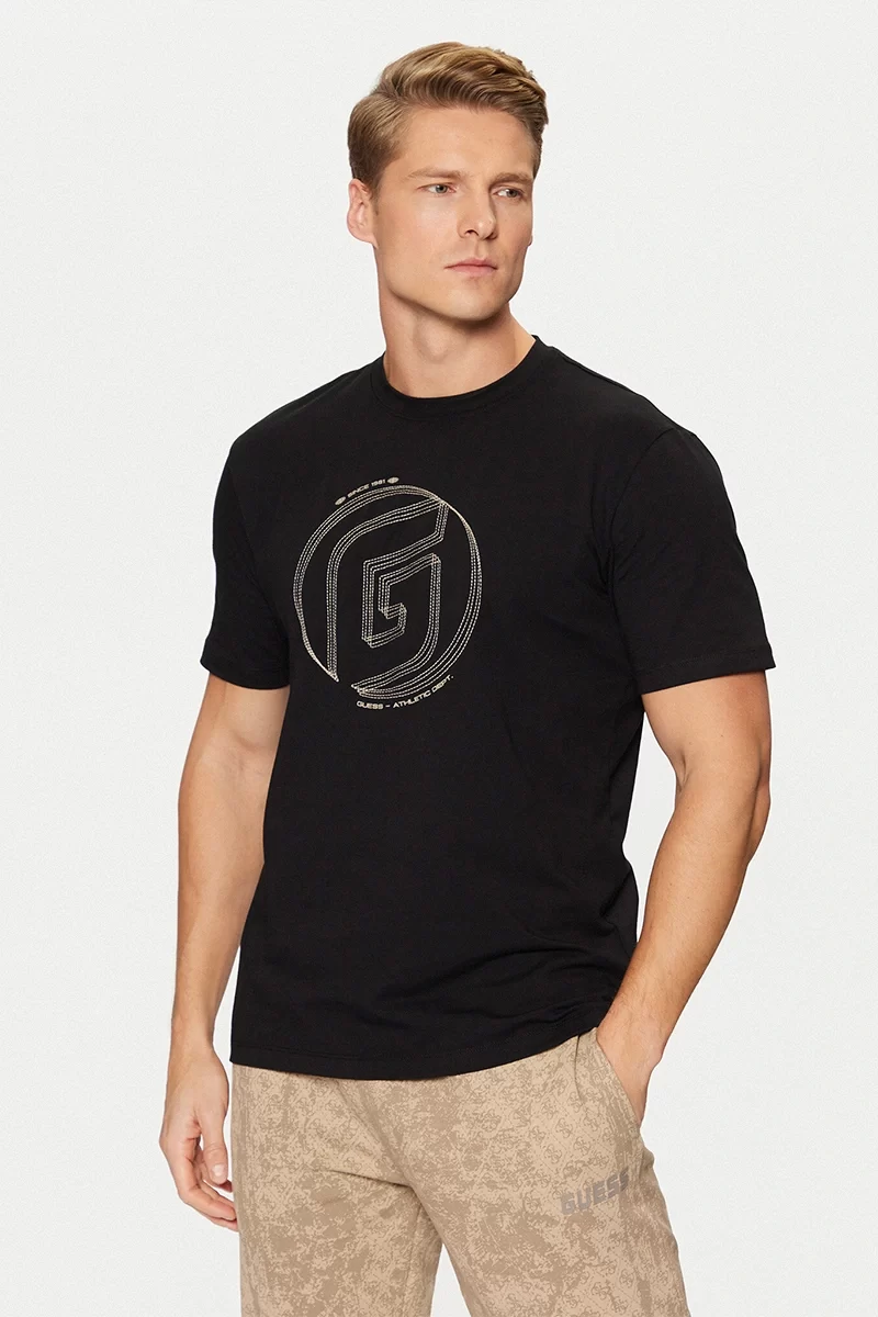 Guess Kefka Cn T-Shırt Erkek Siyah T-Shirt Z5RI01J1314-JBLK