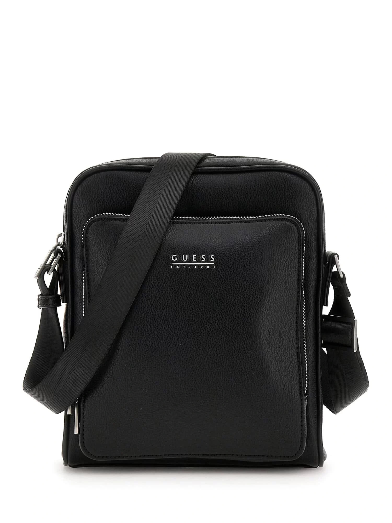 Guess Erkek Siyah Milano Üstten Fermuarlı Ön Cepli Crossbody