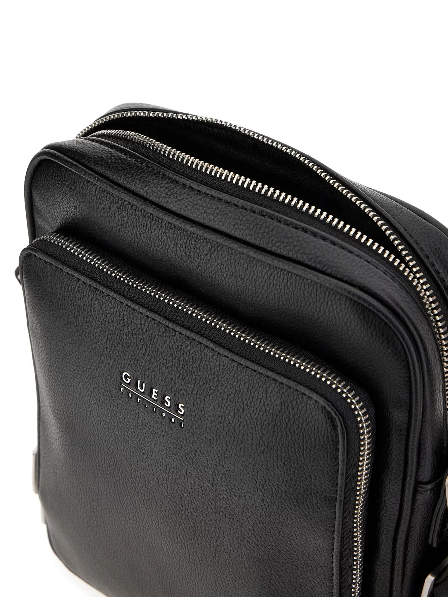 Guess Erkek Siyah Milano Üstten Fermuarlı Ön Cepli Crossbody