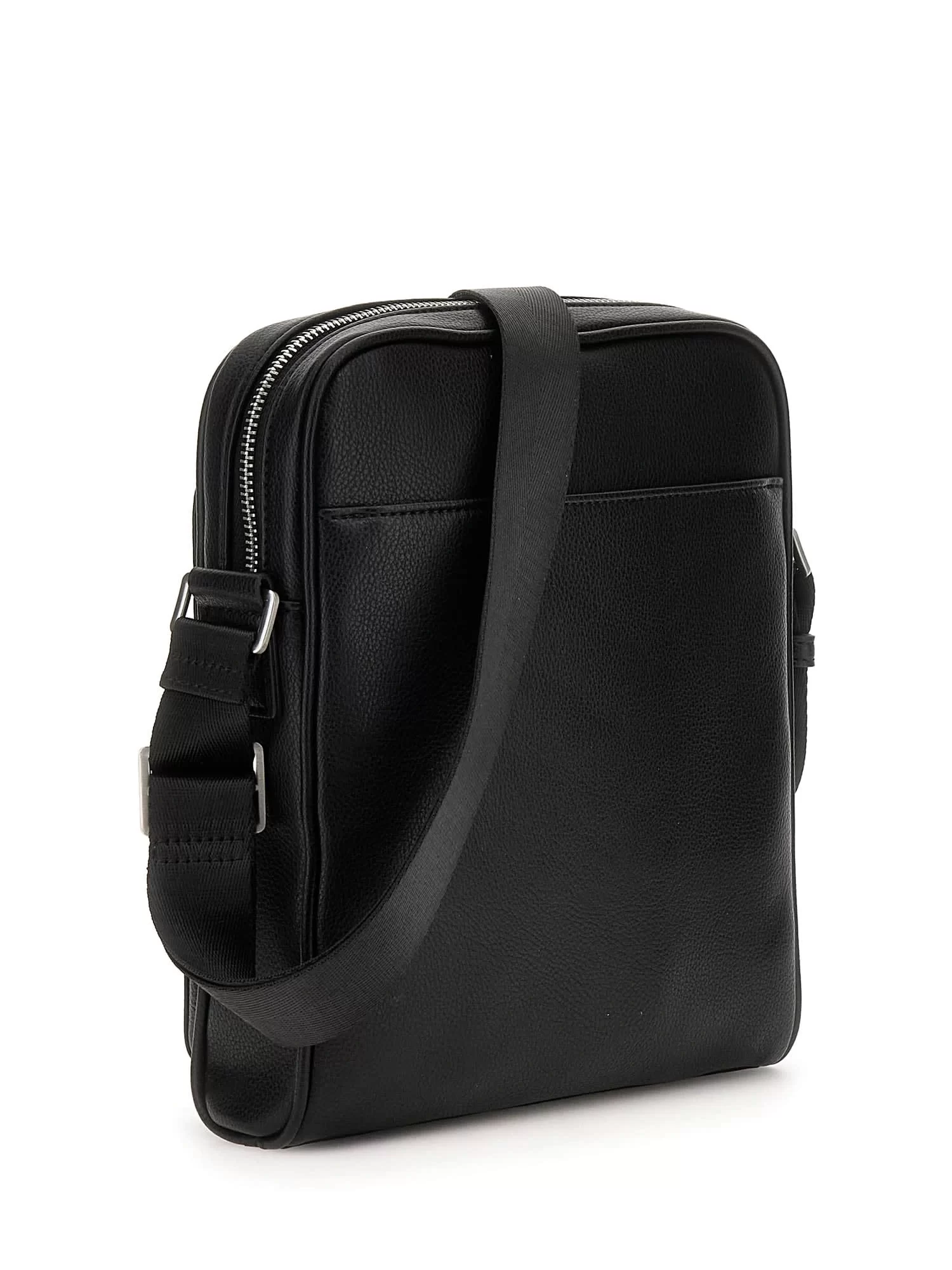 Guess Erkek Siyah Milano Üstten Fermuarlı Ön Cepli Crossbody