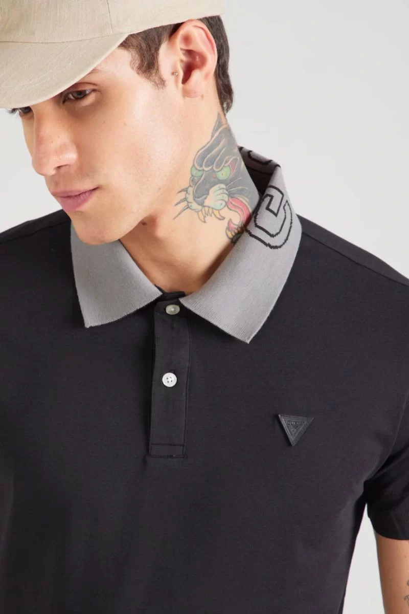 Guess Nolan Ss Polo Erkek Siyah T-Shirt M5GP66J1314-JBLK