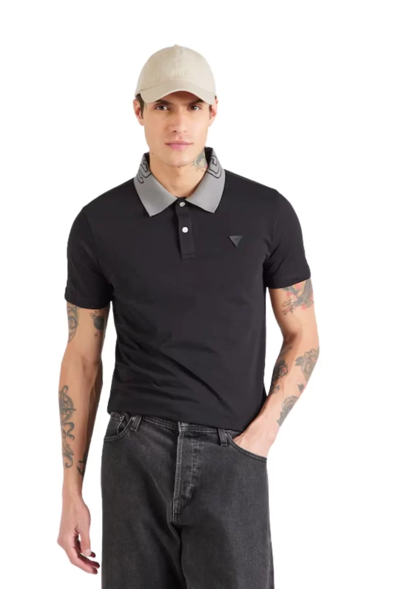 Guess Nolan Ss Polo Erkek Siyah T-Shirt M5GP66J1314-JBLK