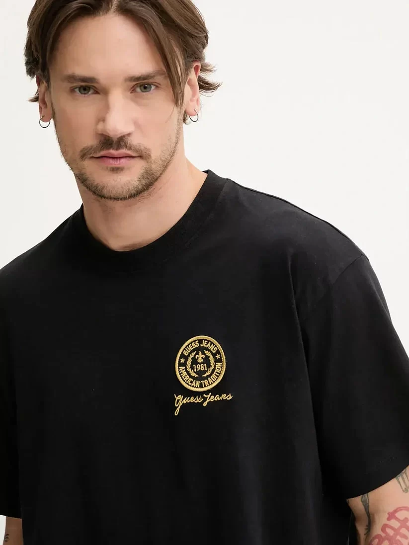 Guess jeans Gj Ss Cn Os Embroıdery Patch T Erkek Siyah T-Shirt M5GI56K8FQ4-JBLK