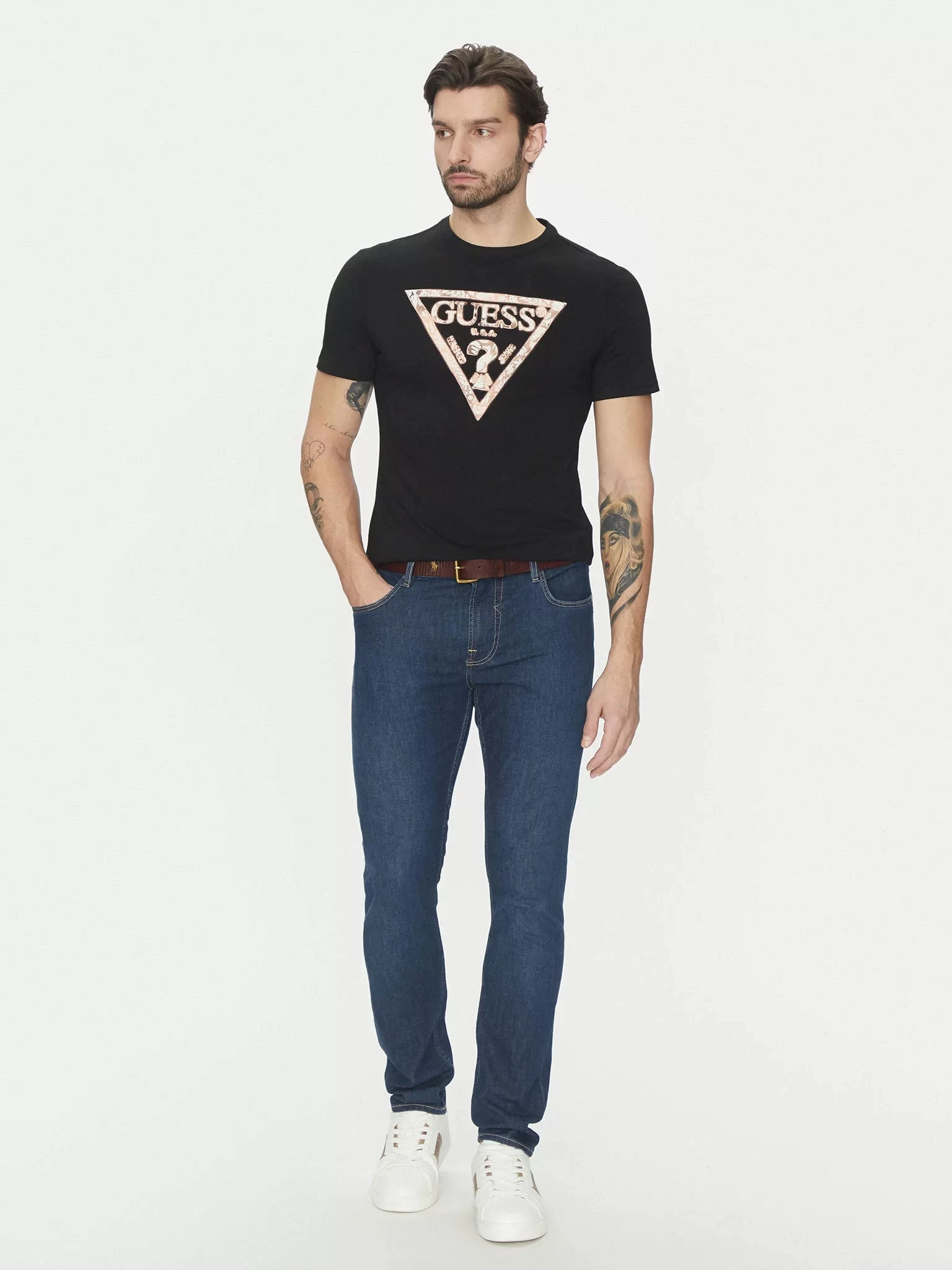 Guess Ss Cn Trıangle Tee Erkek Siyah T-Shirt M5GI06I3Z14-JBLK