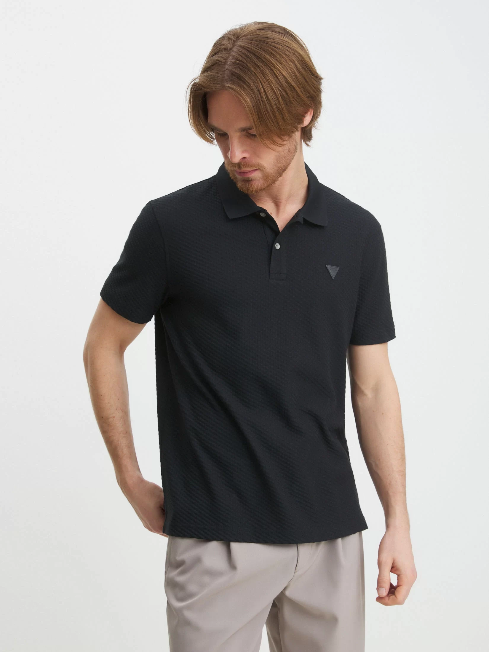 Guess Small Trıangle Ss Polo Erkek Siyah T-Shirt M5RP01KCLQ2-JBLK