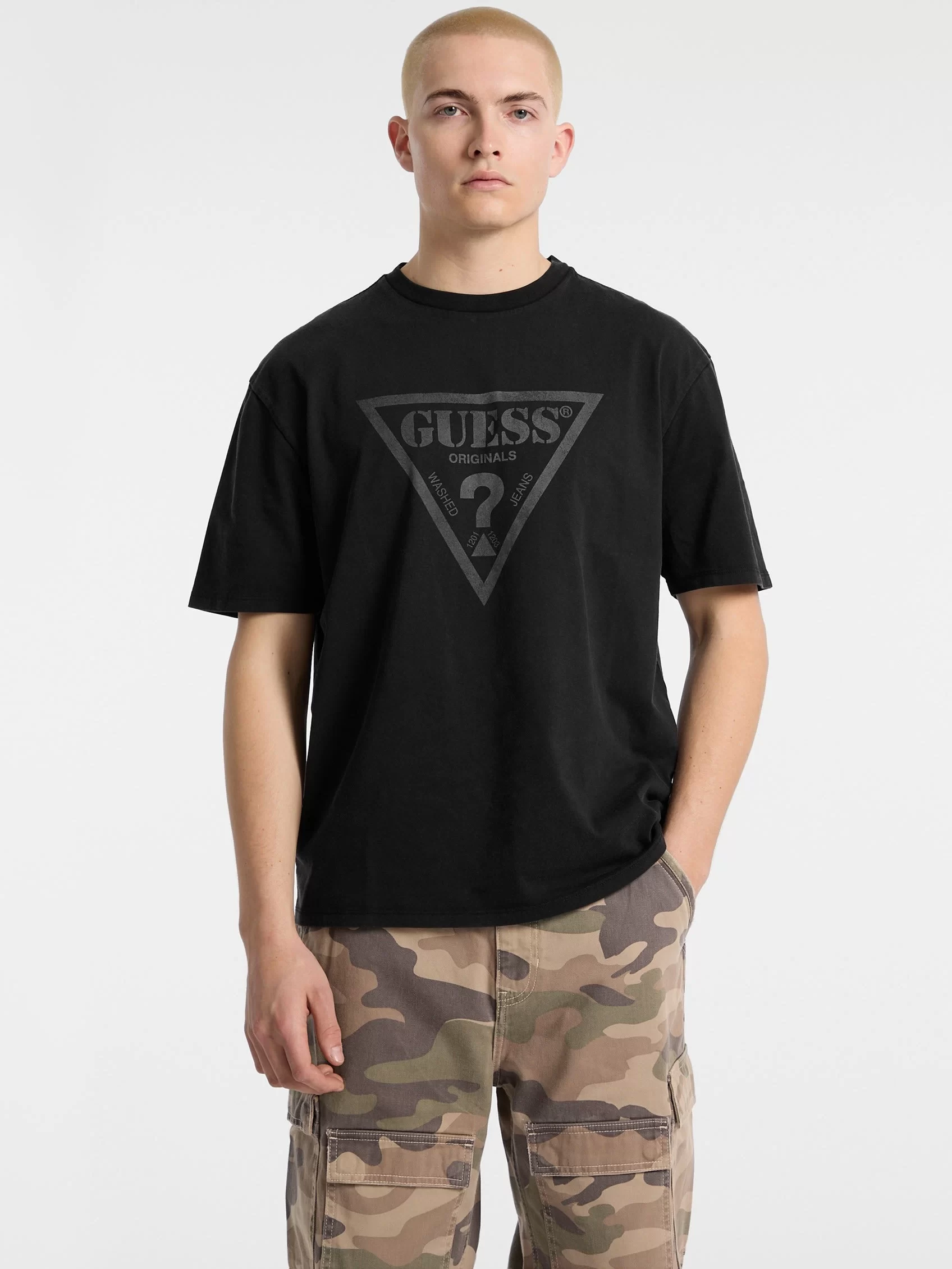 Guess Go Vıntage Trıangle Tee Erkek Siyah T-Shirt M5GI10K8FQ4-JTMU