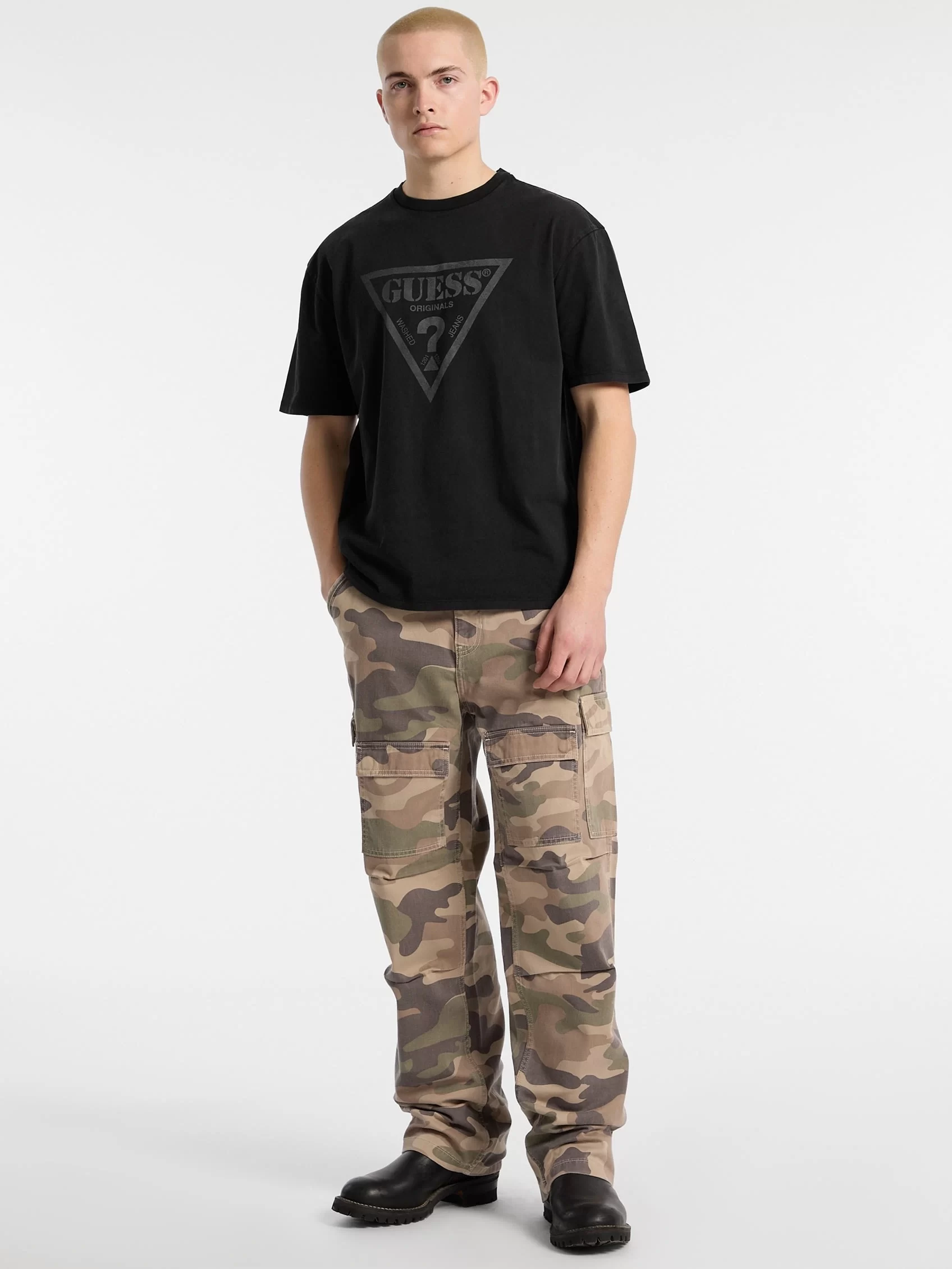 Guess Go Vıntage Trıangle Tee Erkek Siyah T-Shirt M5GI10K8FQ4-JTMU