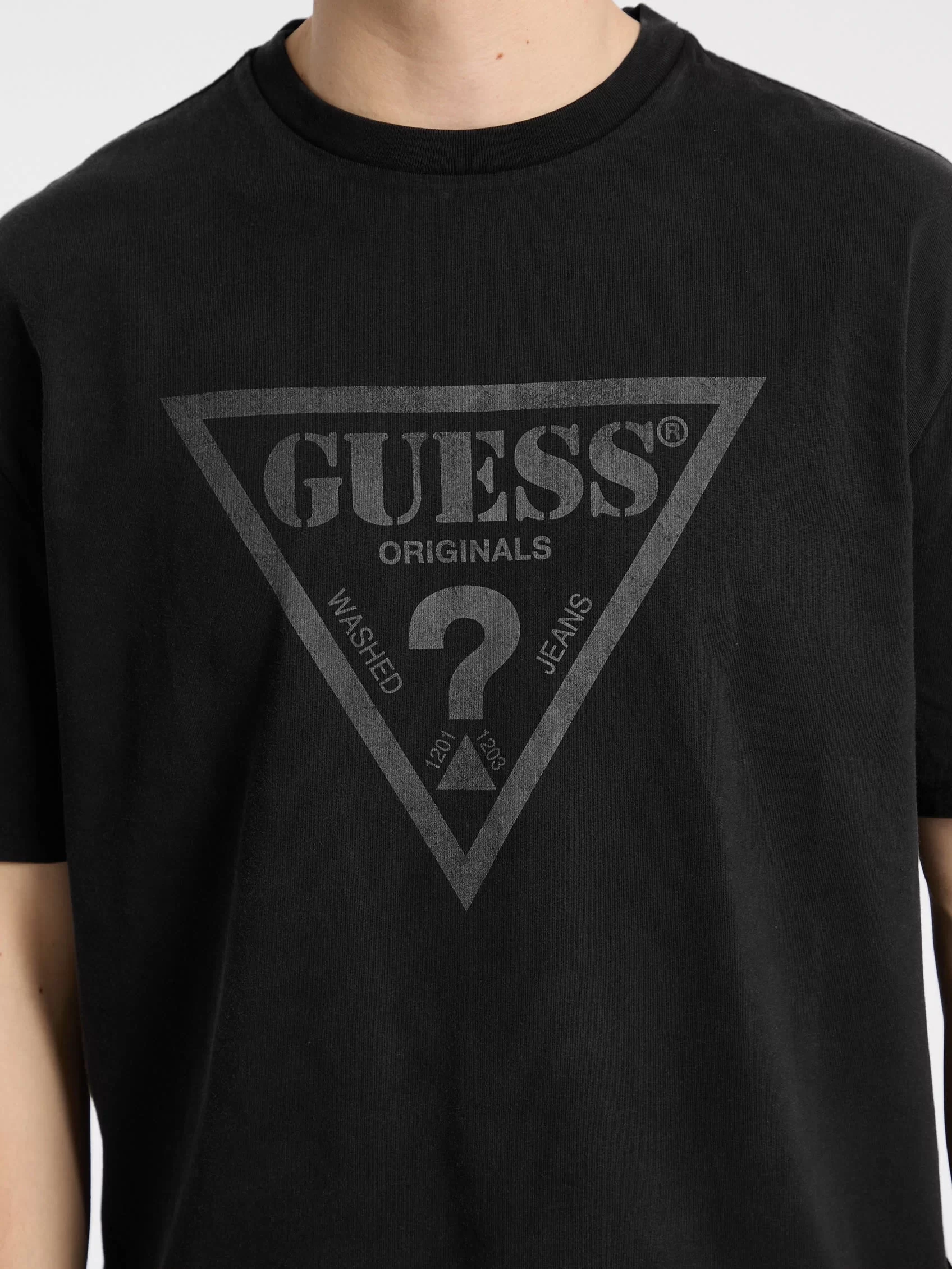 Guess Go Vıntage Trıangle Tee Erkek Siyah T-Shirt M5GI10K8FQ4-JTMU