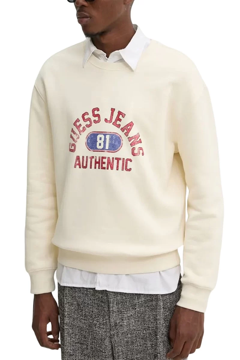 Guess jeans Gj Cn Reg Gj Authentıc Sweat Erkek Ekru Sweatshirt M4BQ06K9V31-G053