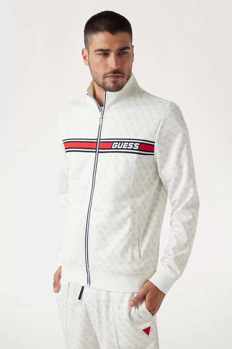 Guess Korbın Full Zıp Tracksuıt Erkek Beyaz Eşofman Üstü Z2BQ06FL04Q-P05N