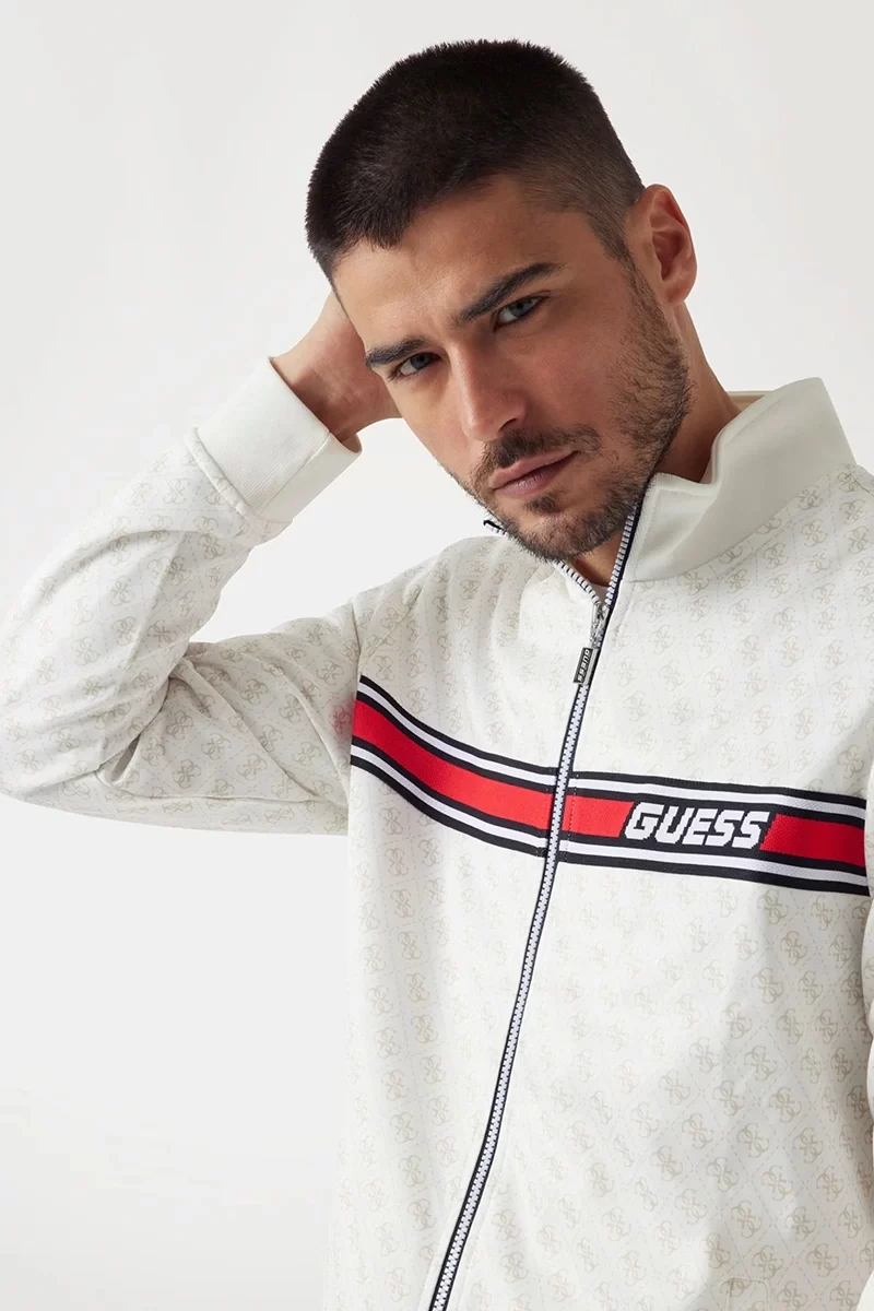 Guess Korbın Full Zıp Tracksuıt Erkek Beyaz Eşofman Üstü Z2BQ06FL04Q-P05N