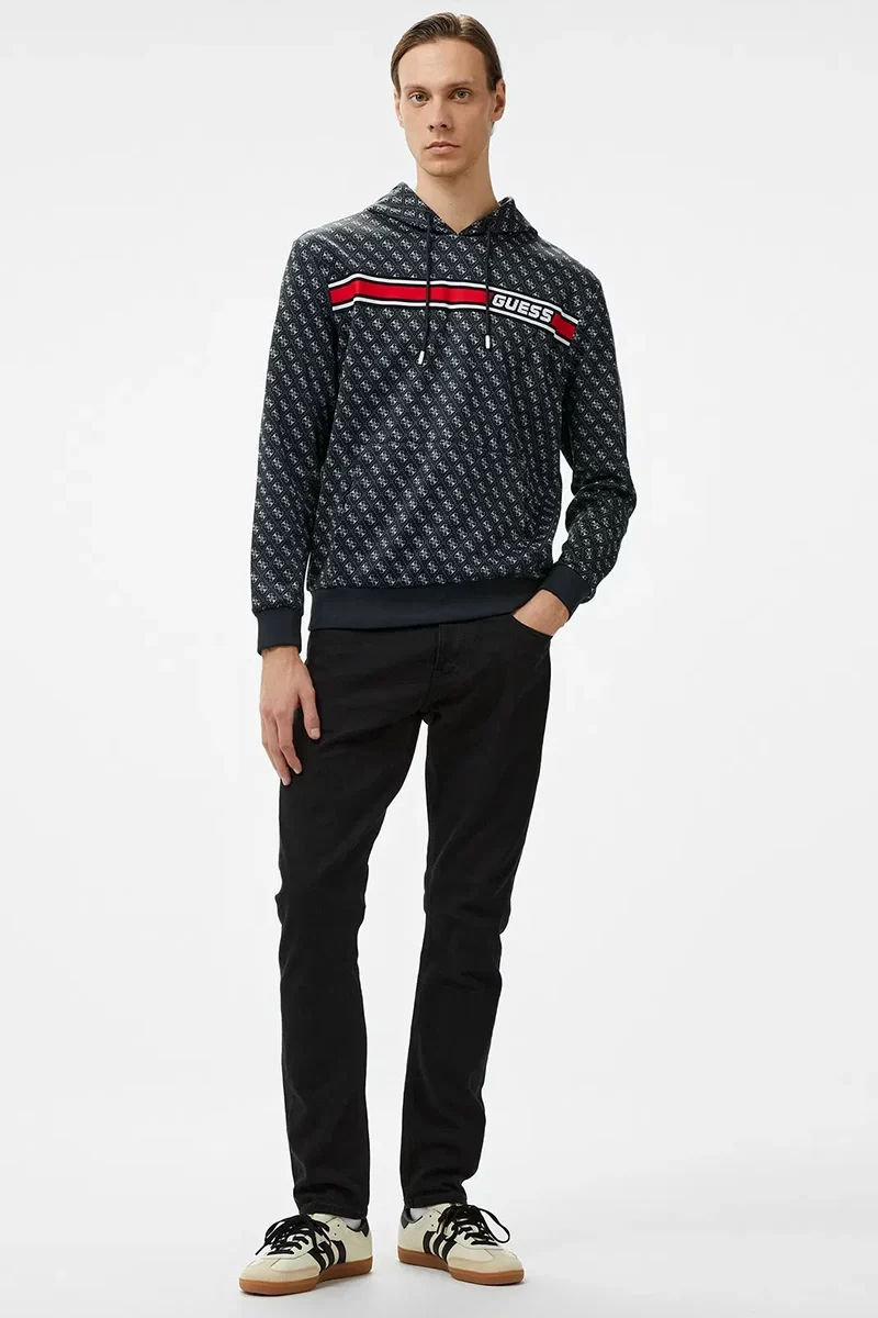Guess New Korbın Hoodıe Sweatshırt Erkek Siyah Sweatshirt Z4BQ30FL04Q-P9QC