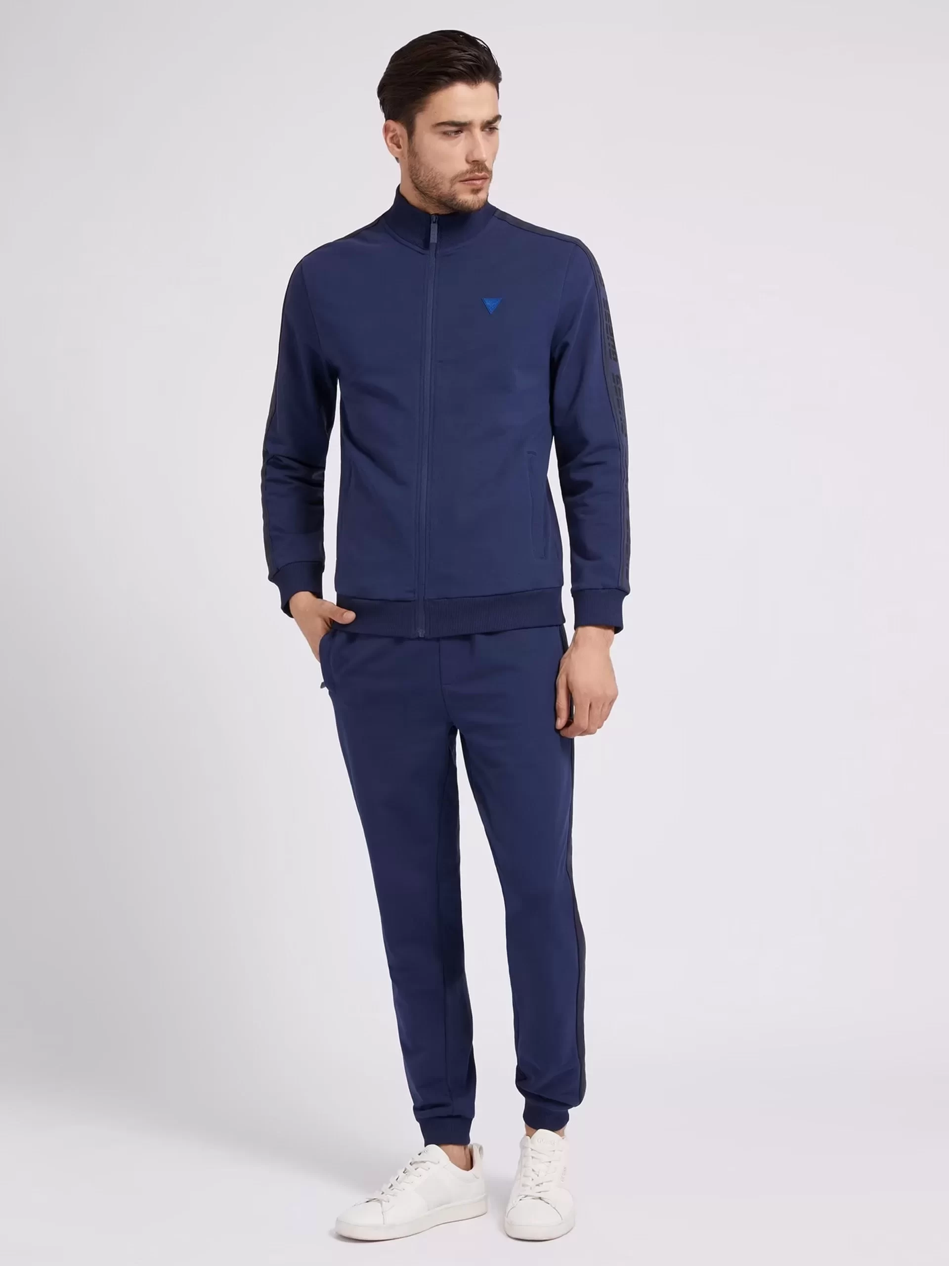 Guess Full Zıp New Arlo Sweatshırt Erkek Mavi Eşofman Üstü Z2YQ12K6ZS1-G7R1