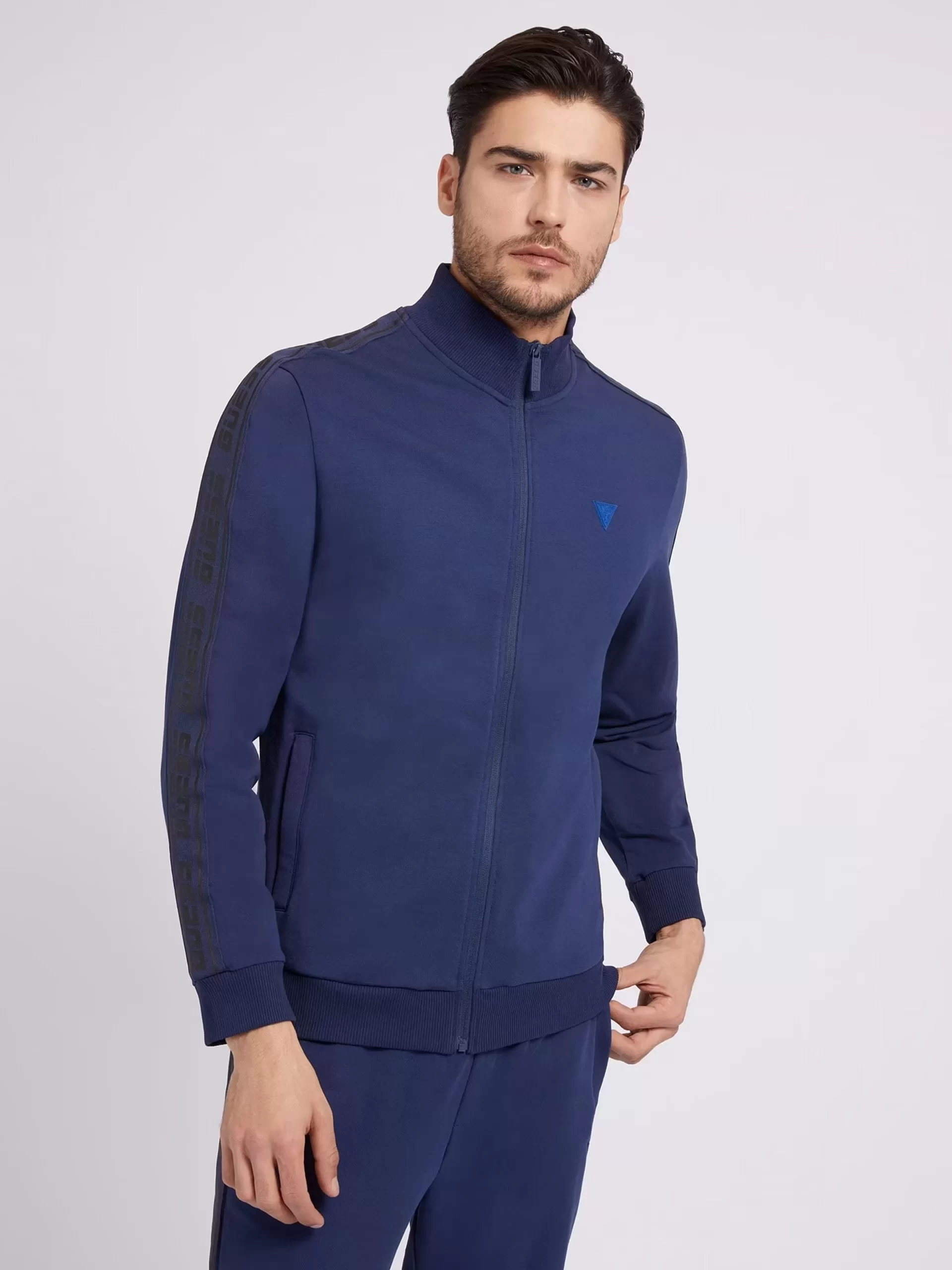 Guess Full Zıp New Arlo Sweatshırt Erkek Mavi Eşofman Üstü Z2YQ12K6ZS1-G7R1