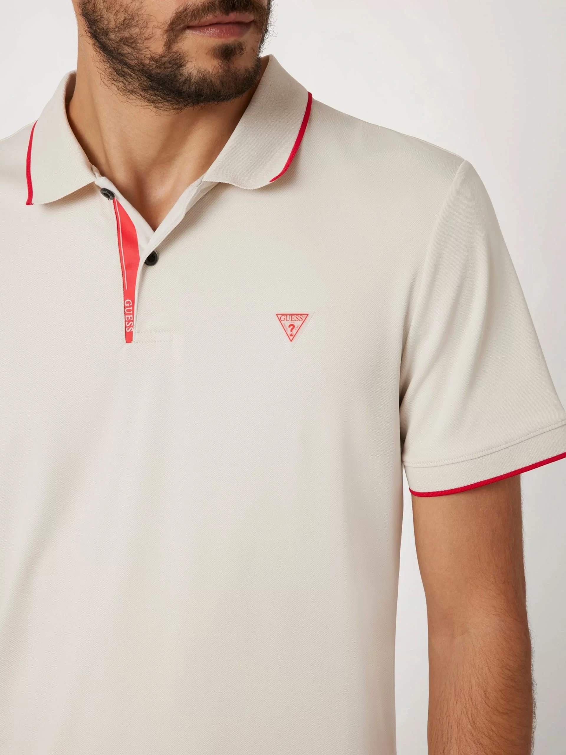 Guess Ss Tech Stretch Polo Erkek Krem T-Shirt M4YP35KCBM0-G1I6