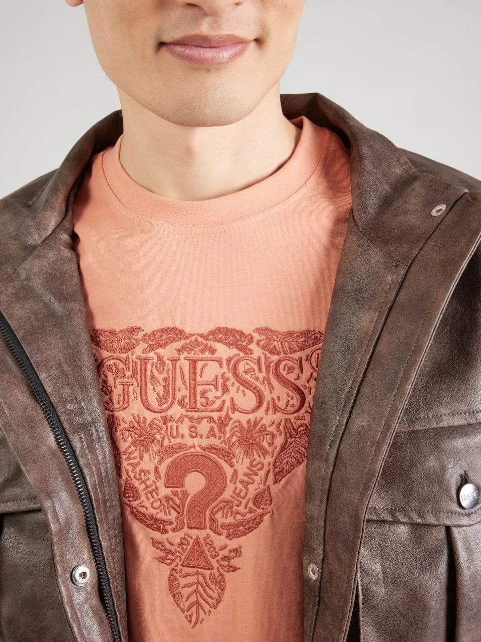 Guess Ss Cn Flower Embro Tee Erkek Turuncu T-Shirt M5GI16K8FQ4-G3I1