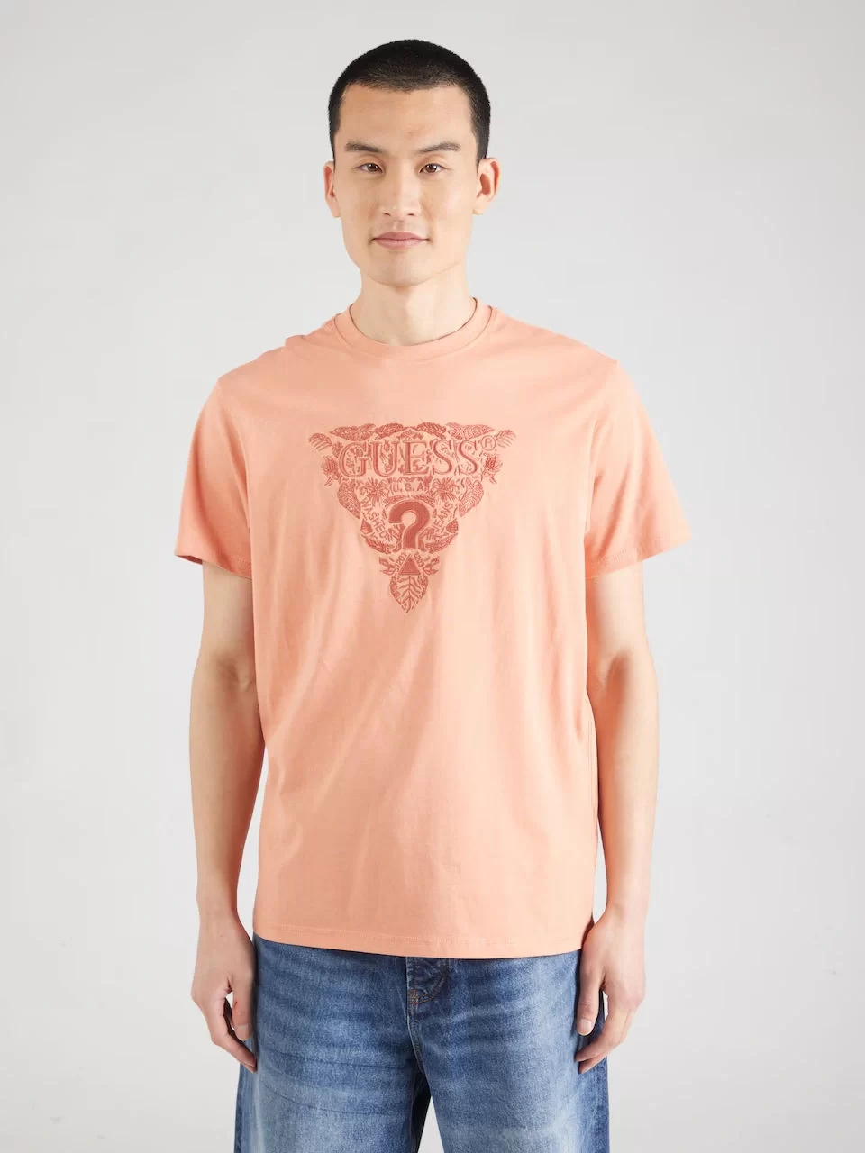 Guess Ss Cn Flower Embro Tee Erkek Turuncu T-Shirt M5GI16K8FQ4-G3I1