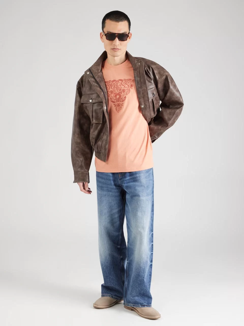 Guess Ss Cn Flower Embro Tee Erkek Turuncu T-Shirt M5GI16K8FQ4-G3I1