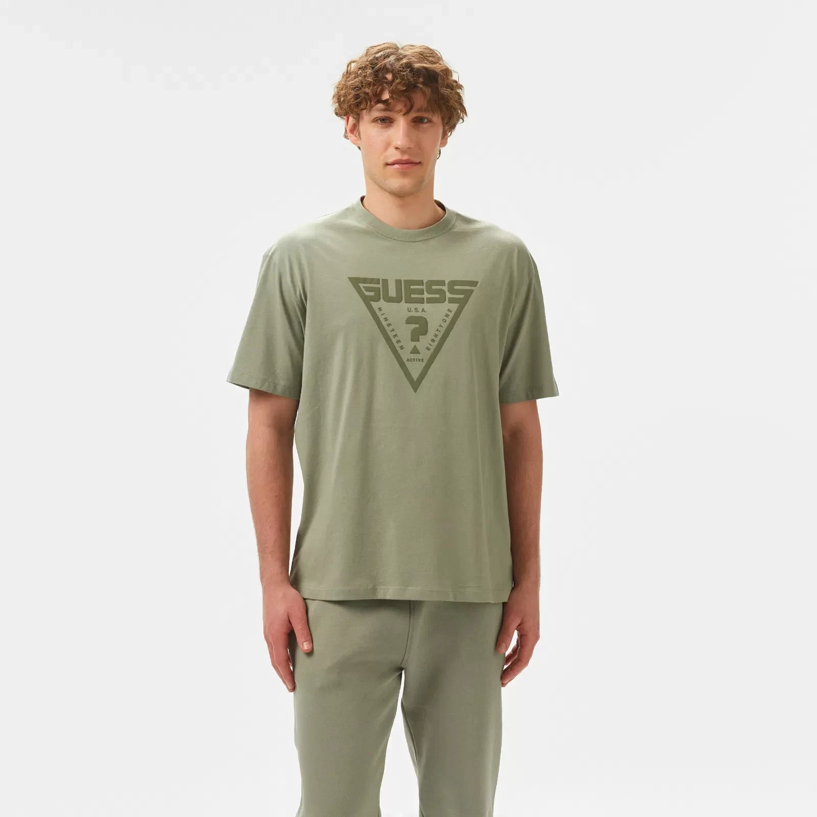 Guess Azha Cn Over T-Shırt Erkek Yeşil T-Shirt Z4BI02I3Z14-G855