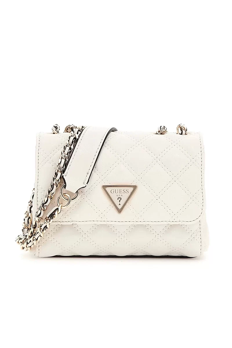 Guess Gıully Mını 2 Comp Cnvrtbl Flp Kadın Beyaz Mini Çanta HWQG8748740-OFF