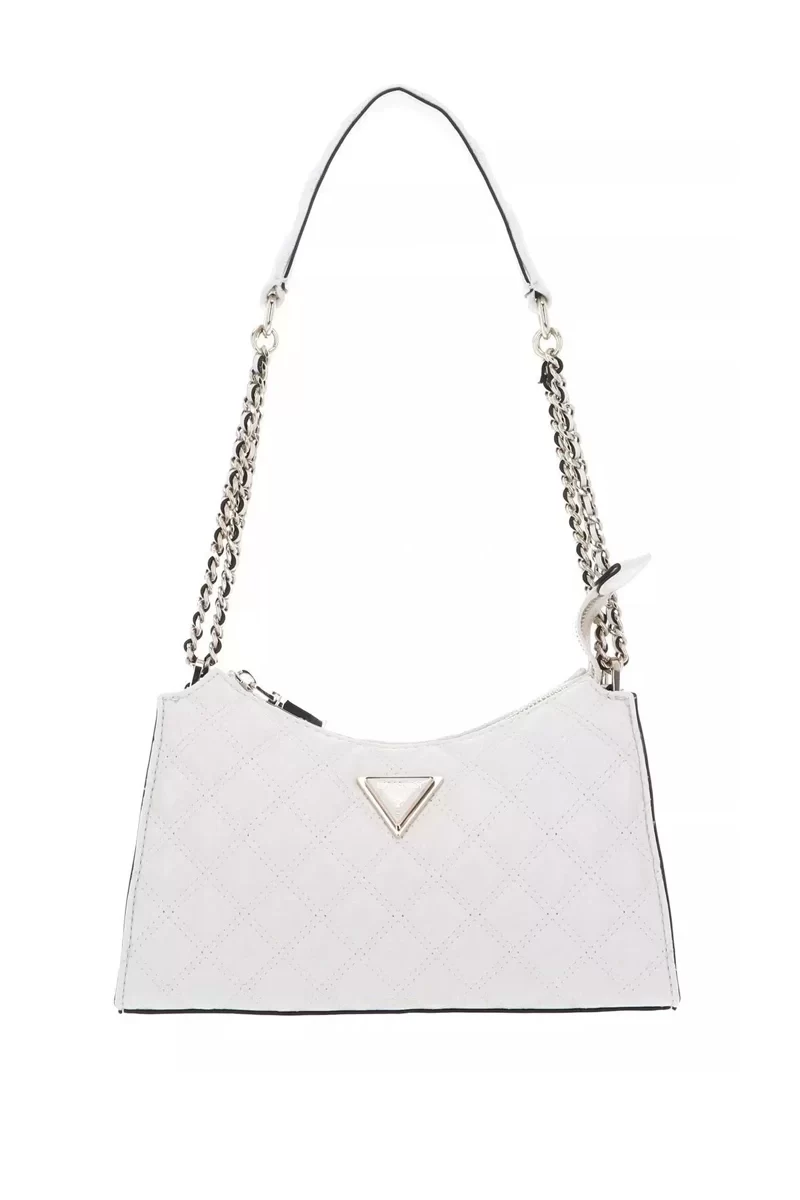 Guess Gıully Top Zıp Shoulder Bag Kadın Beyaz Omuz Çantası HWQG8748130-OFF